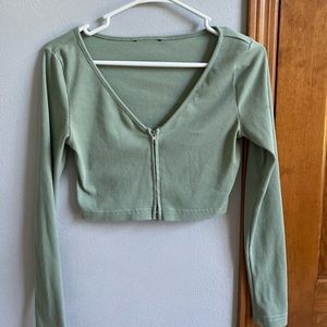 zip front long sleeve top!